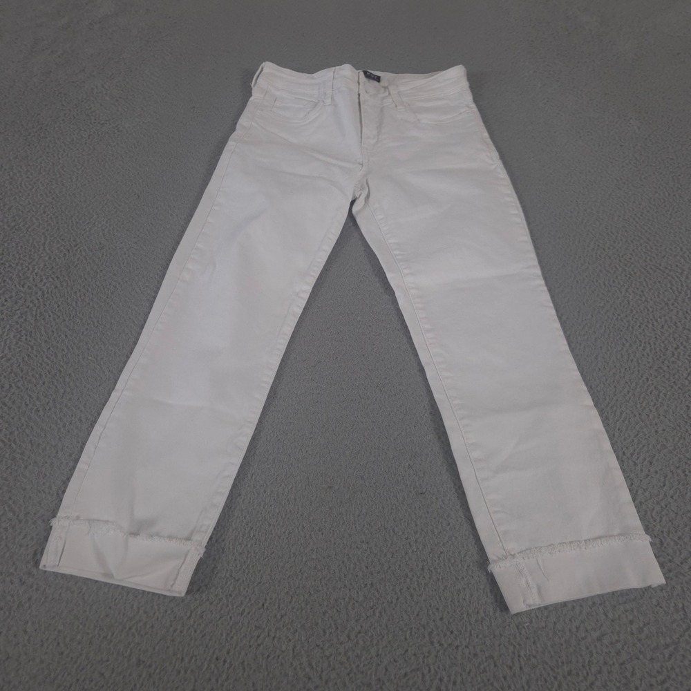 Kut from the Kloth Jeans Womens 4 White Amy Straight Leg Crop Raw Hem Denim